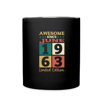 Awesome since June 1963 59th Birthday Men's Fun - Full Colour Mug - black - Front