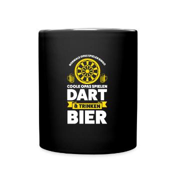 Darten & Bier Opa Dartspieler Geschenk - Tasse einfarbig - Schwarz - Vorne