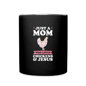 Chicken & Jesus Mom Chicken & Jesus Farming Gesche - Tasse einfarbig - Schwarz - Vorne