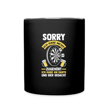 Dart Bier Dartsport Geschenk - Tasse einfarbig - Schwarz - Vorne