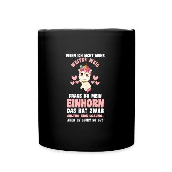 Einhorn Tier Einhorn-Fans Geschenk - Tasse einfarbig - Schwarz - Vorne