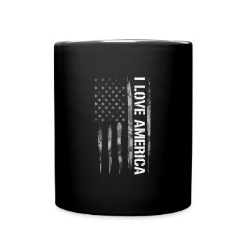 I Love America - American Flag - Full Colour Mug - black - Front