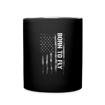 Born To Fly - American Flag - Tasse einfarbig - Schwarz - Vorne