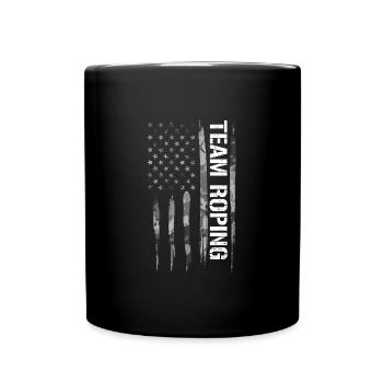 Team Roping - American Flag - Tasse einfarbig - Schwarz - Vorne