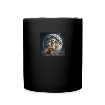 Hund Mond Dog Moon Love Tier - Tasse einfarbig - Schwarz - Vorne