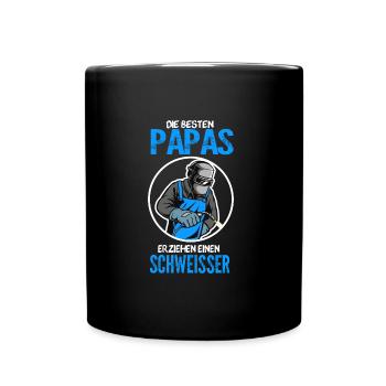 Schweißer Papa Schweisser Geschenk - Tasse einfarbig - Schwarz - Vorne