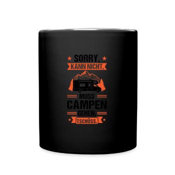 Campen Camping Wohnwagen Geschenk - Tasse einfarbig - Schwarz - Vorne