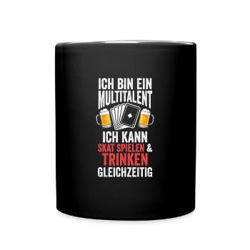 Skat Bier Skatspieler Geschenk - Tasse einfarbig - Schwarz - Vorne