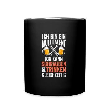 Schrauber Bier Autoschrauber Geschenk - Tasse einfarbig - Schwarz - Vorne