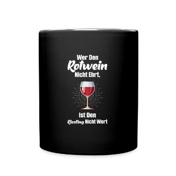 Rotwein Wein Weinfest Geschenk - Tasse einfarbig - Schwarz - Vorne