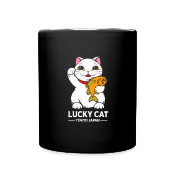 Maneki Neko Japan Glücksbringer - Tasse einfarbig - Schwarz - Vorne