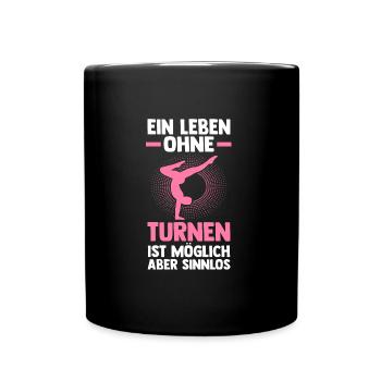Turnen Sport Gymnastik Geschenk - Tasse einfarbig - Schwarz - Vorne
