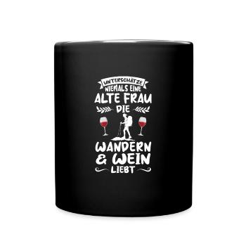 Wandern Wein Wanderung Geschenk - Tasse einfarbig - Schwarz - Vorne