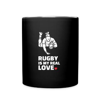 I love rugby - Full Colour Mug - black - Front