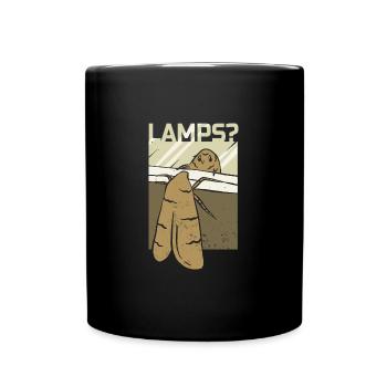 Funny owl figurine with big eyes and lamps text - Full Colour Mug - black - Front