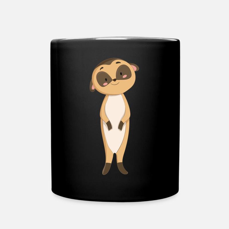 Surikater Erdmännchen - Tasse einfarbig - Schwarz