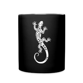 Maori tattoo power lizard white - Full Colour Mug - black - Front