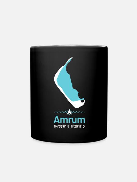 Amrum | Design-Landkarte - Tasse einfarbig - Schwarz