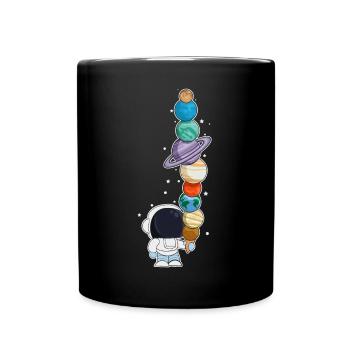 Astronaut mit Eis - Tasse einfarbig - Schwarz - Vorne