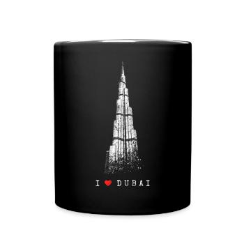 Dubai Burj Khalifa Vintage Herz I Love Emirat VAE - Tasse einfarbig - Schwarz - Vorne