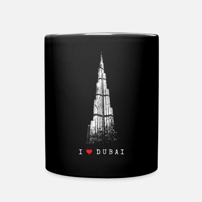 Dubaï Burj Khalifa Vintage Heart J’aime Emirat UAE - Mug uni - noir