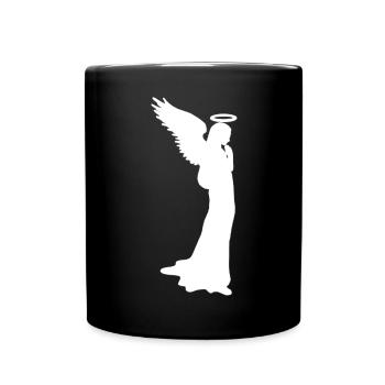 Engelsilhouette seitlich, weihnachtsengel - Tasse einfarbig - Schwarz - Vorne