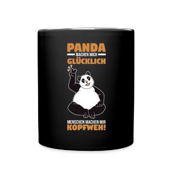 Panda - Tasse einfarbig - Schwarz - Vorne