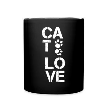 Cat Love, TierTatzen, verschenken - Tasse einfarbig - Schwarz - Vorne