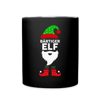 Weinachten Weihnachtself Bärtiger Elf Elfen - Tasse einfarbig - Schwarz - Vorne