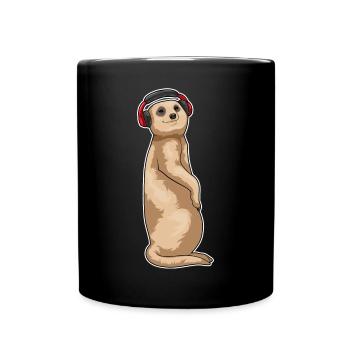 Meerkat Headphone Music - Full Colour Mug - black - Front