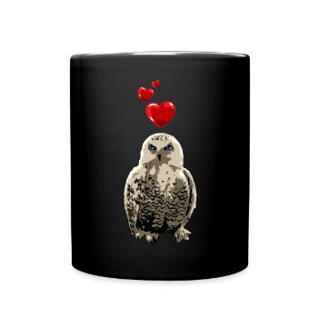 Hibou mignon aux cœurs vintage - Mug uni - noir - Devant
