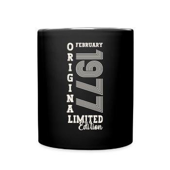 February born 1977 46th birthday gift man - Full Colour Mug - black - Front