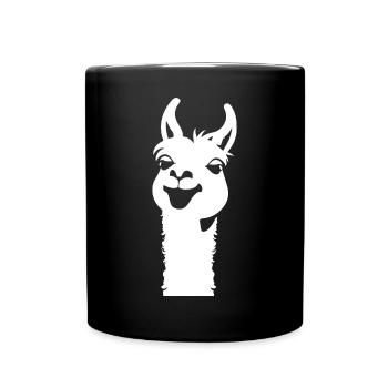 Lustige Lama-Silhouette Freche Spaß-Lamas - Tasse einfarbig - Schwarz - Vorne