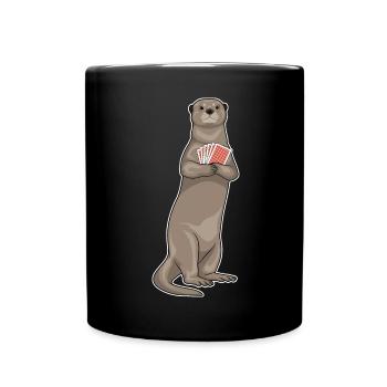 Otter Poker Pokerkarten - Tasse einfarbig - Schwarz - Vorne