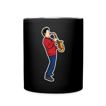 Drôle de garçon de saxophone - Mug uni - noir - Devant