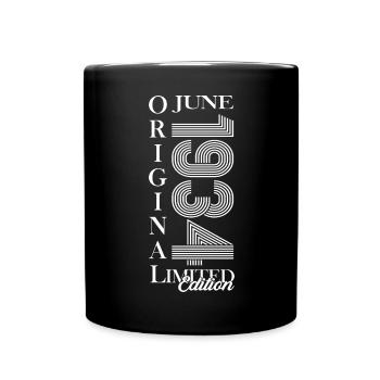 Original Juni 1934 Jahrgang 1934 Geburtstag 1934 - Tasse einfarbig - Schwarz - Vorne