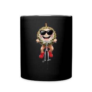 Durian Radfahren auf dem Fahrrad Geschenk - Tasse einfarbig - Schwarz - Vorne