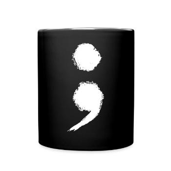 Semicolon symbol Mental Health Awareness - Full Colour Mug - black - Front