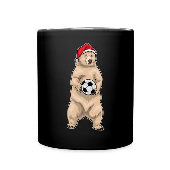 Bär Weihnachten Fußball - Tasse einfarbig - Schwarz - Vorne
