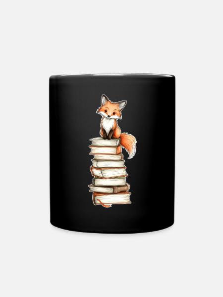 Renard sur pile de livres - Mug uni - noir