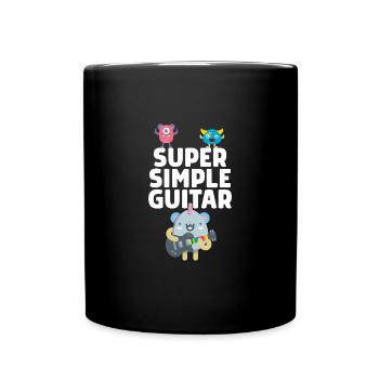 Super Simple Guitar -Lustiges Männchen mit Gitarre - Tasse einfarbig - Schwarz - Vorne