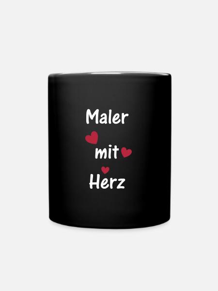 Maler mit Herz - Tasse einfarbig - Schwarz