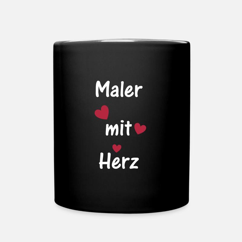 Maler mit Herz - Tasse einfarbig - Schwarz