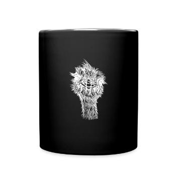 Lustiger vintage Vogel Strauß Kopf - Tasse einfarbig - Schwarz - Vorne