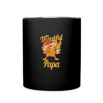 One Thankful Papa Turkey Family Matching Funny - Full Colour Mug - black - Front
