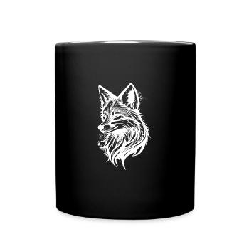 Hübscher Fuchs Porträt Tattoo Tinte - Tasse einfarbig - Schwarz - Vorne