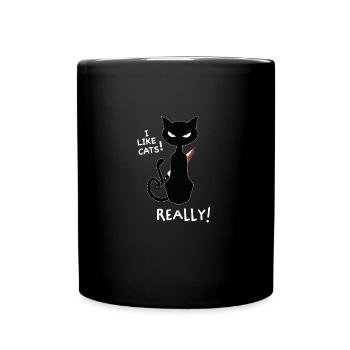 Ich mag Katzen! Lustiges Kitty Shirt Design - Tasse einfarbig - Schwarz - Vorne