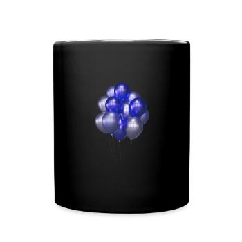 ballons,blaue ballons,geburtstag,silber - Tasse einfarbig - Schwarz - Vorne