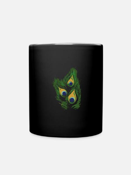 pfauenenfeder,pfau,pfauenauge - Tasse einfarbig - Schwarz