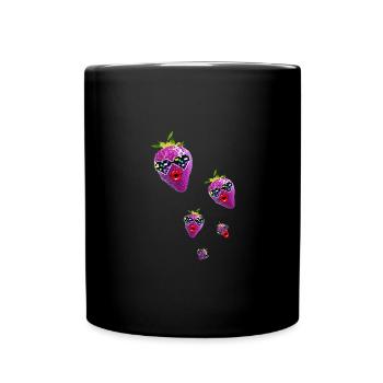 strawberry, pink, popart, art,artwork,nerd, comic - Full Colour Mug - black - Front
